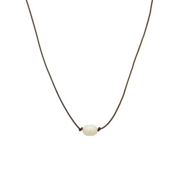 Wholesale brown necklace cord faux freshwater ivory pearl accent