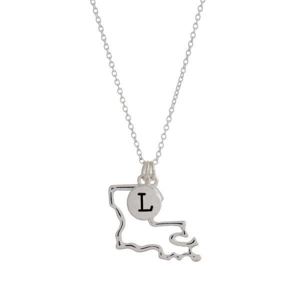 Wholesale silver necklace cutout state Louisiana pendant L charm