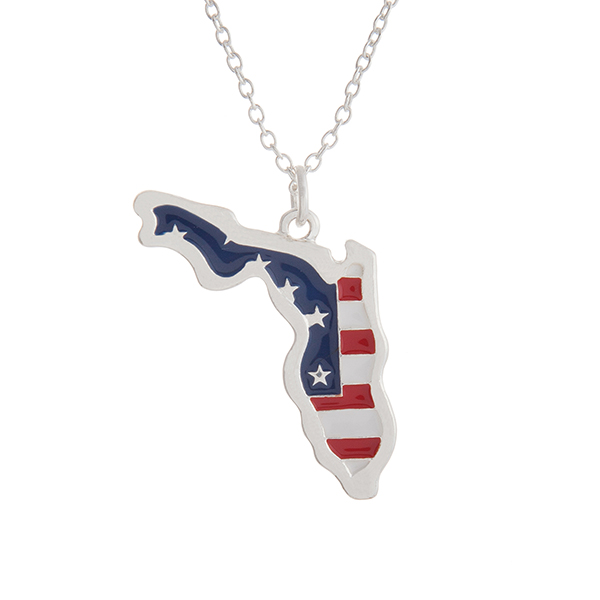 Wholesale silver necklace American flag inspired state Florida pendant