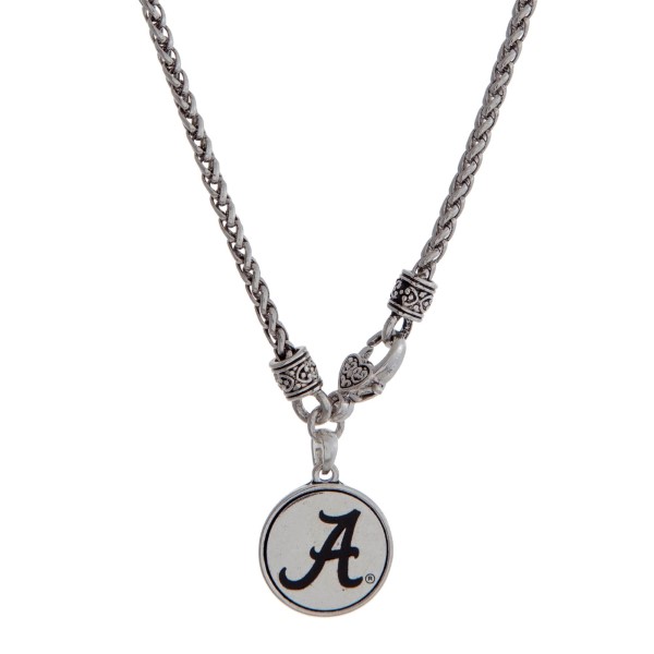 Wholesale officially licensed University Alabama silver necklace front lobster c