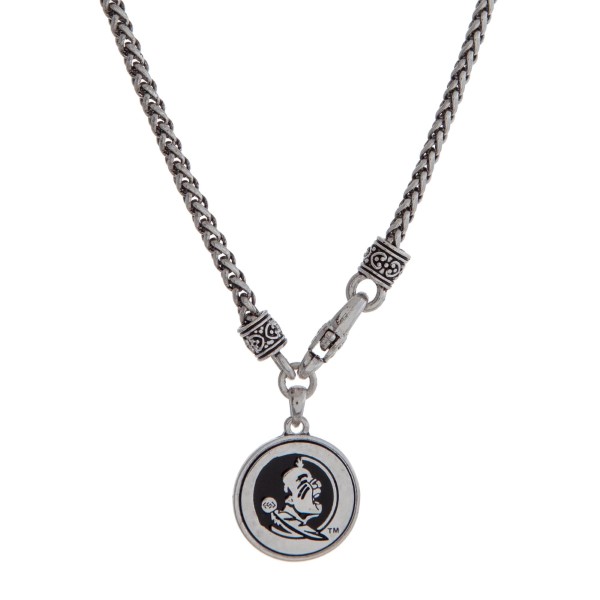 Wholesale officially licensed Florida State University silver necklace front lob