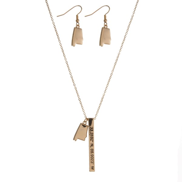 Wholesale gold necklace set Alabama pendant bar pendant stamped coordinates