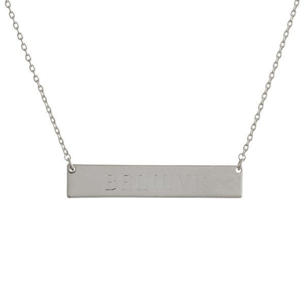 Wholesale gold dipped necklace bar pendant engraved message Believe Approximate