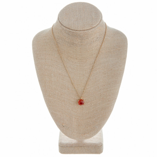 Wholesale long metal necklace ruby inspired natural stone pendant Pendant cm dia
