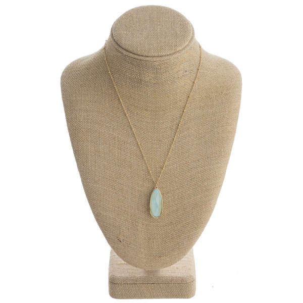 Wholesale dainty satellite chain necklace iridescent acrylic stone teardrop pend