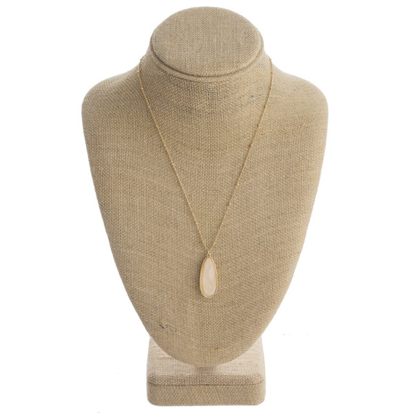 Wholesale dainty satellite chain necklace iridescent acrylic stone teardrop pend