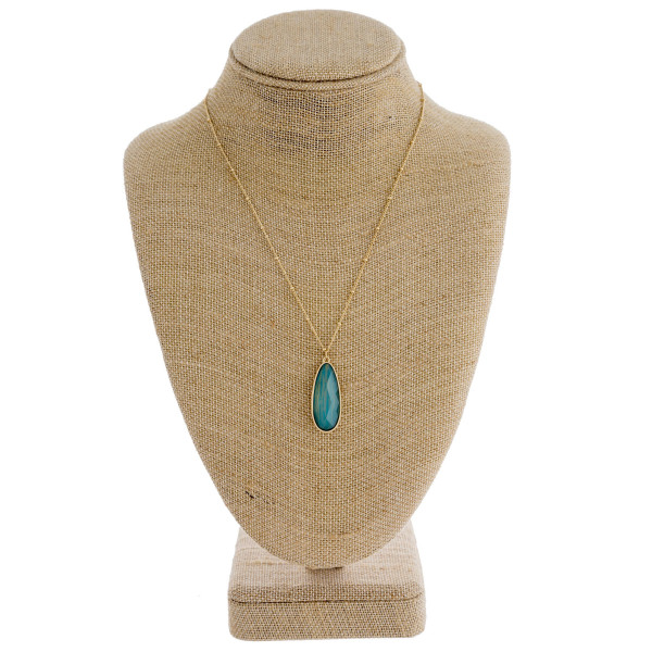 Wholesale dainty satellite chain necklace iridescent acrylic stone teardrop pend