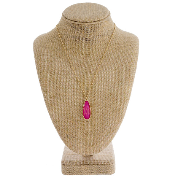 Wholesale dainty satellite chain necklace iridescent acrylic stone teardrop pend