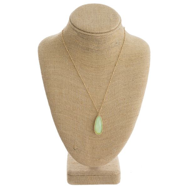 Wholesale dainty satellite chain necklace iridescent acrylic stone teardrop pend