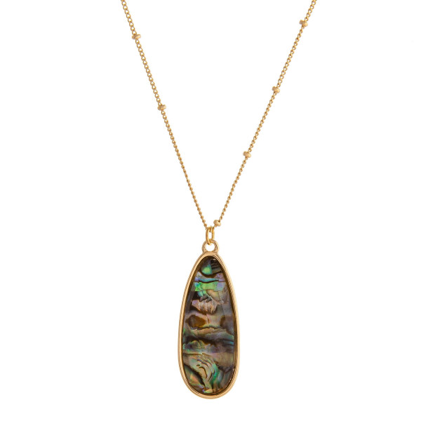 Wholesale dainty satellite chain necklace iridescent acrylic stone teardrop pend