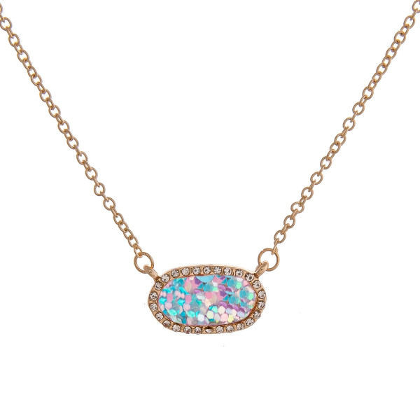 Wholesale dainty cable chain necklace bar pendant glitter details cubic zirconia