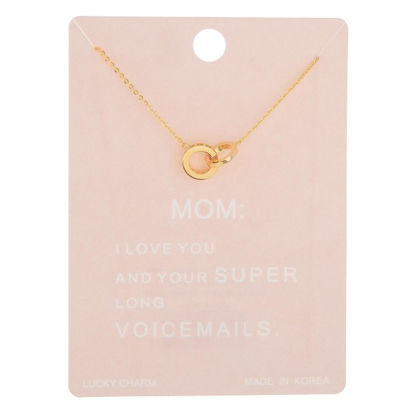 Wholesale dainty rhinestone circle linked mom lucky charm necklace Pendant cm di