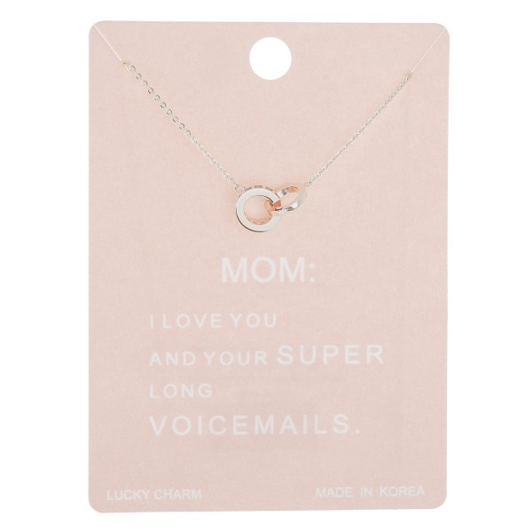 Wholesale dainty rhinestone circle linked mom lucky charm necklace Pendant cm di