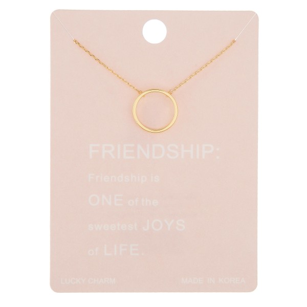Wholesale dainty circle friendship lucky charm necklace Pendant diameter extende