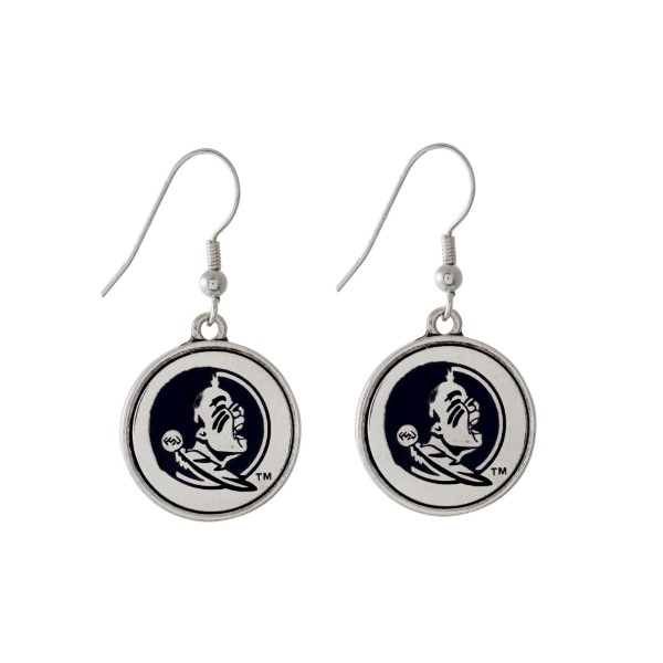 Wholesale officially licensed Florida State University silver fishhook earrings