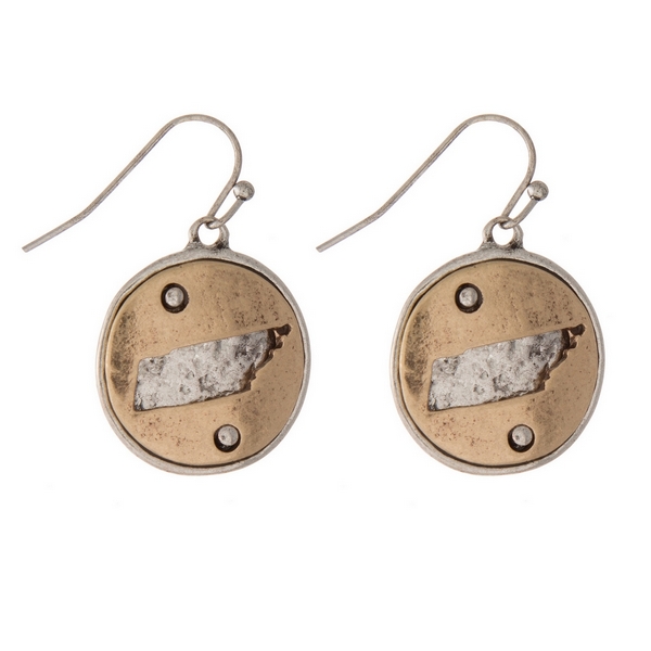 Wholesale two fishhook earrings round mm pendant cutout state Tennessee