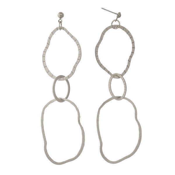 Wholesale silver post earrings three hammered interlocking rings