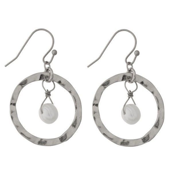 Wholesale dainty fishhook earrings open circle freshwater pearl bead