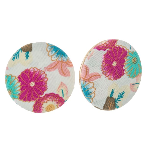 Wholesale circle floral fabric stud earrings diameter earring made same fabric b
