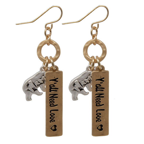 Wholesale fishhook metal earring bar stamped Y all Need Mama bear charm