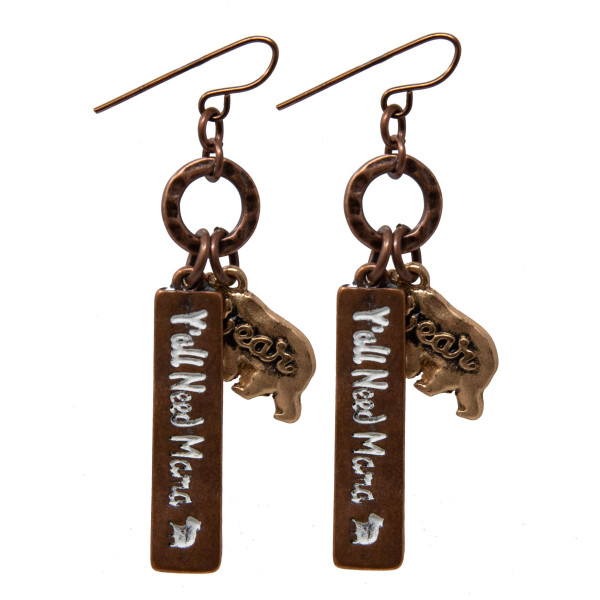Wholesale fishhook metal earring bar stamped Y all Need Mama bear charm