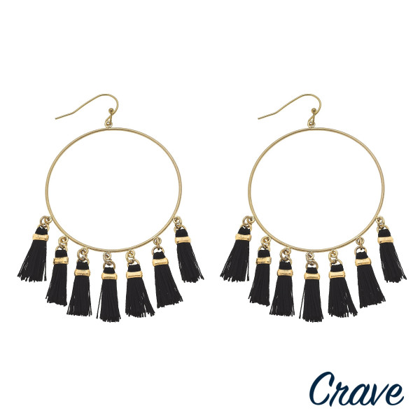 Wholesale circular drop earrings fanned tassel details gold metal accents diamet