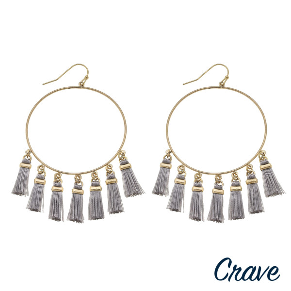 Wholesale circular drop earrings fanned tassel details gold metal accents diamet