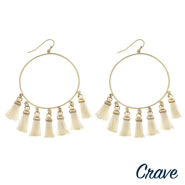 Wholesale circular drop earrings fanned tassel details gold metal accents diamet