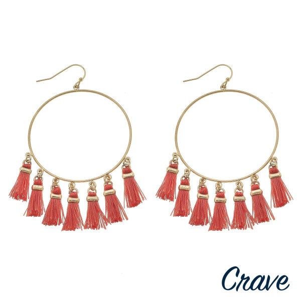 Wholesale circular drop earrings fanned tassel details gold metal accents diamet