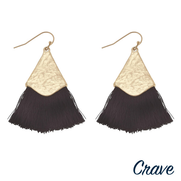 Wholesale long drop earrings fanned tassel details gold metal accents