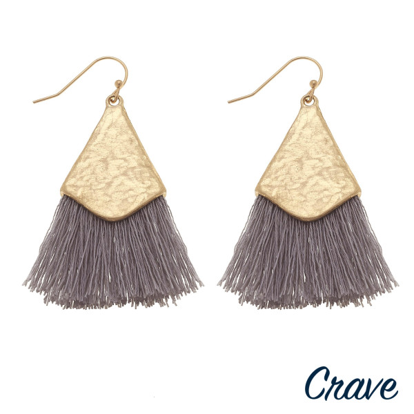 Wholesale long drop earrings fanned tassel details gold metal accents