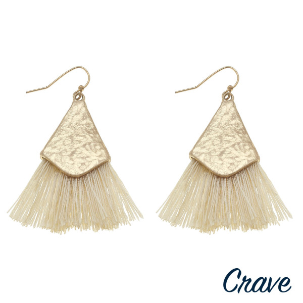 Wholesale long drop earrings fanned tassel details gold metal accents