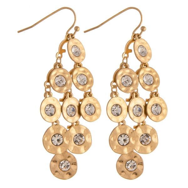 Wholesale chandelier drop earrings disc accents rhinestone details