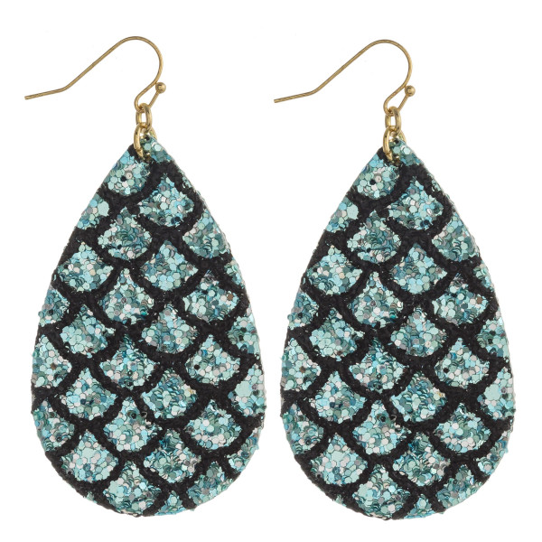 Wholesale teardrop earrings mermaid scale inspired details glitter accents