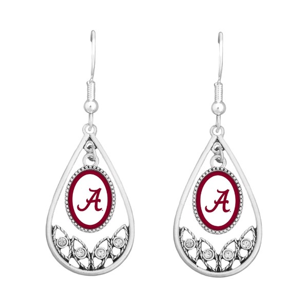 Wholesale university Alabama polished silver tear drop earrings Officially licen