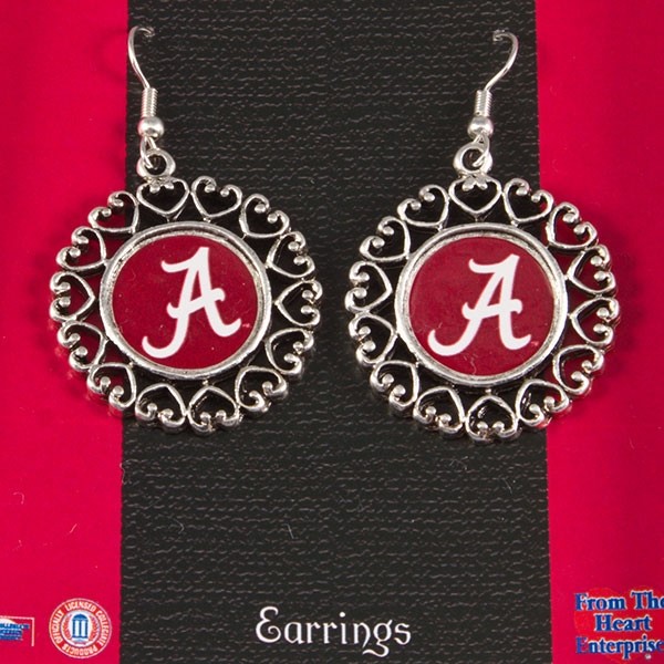 Wholesale officially licensed University Alabama earrings logo center circle fra