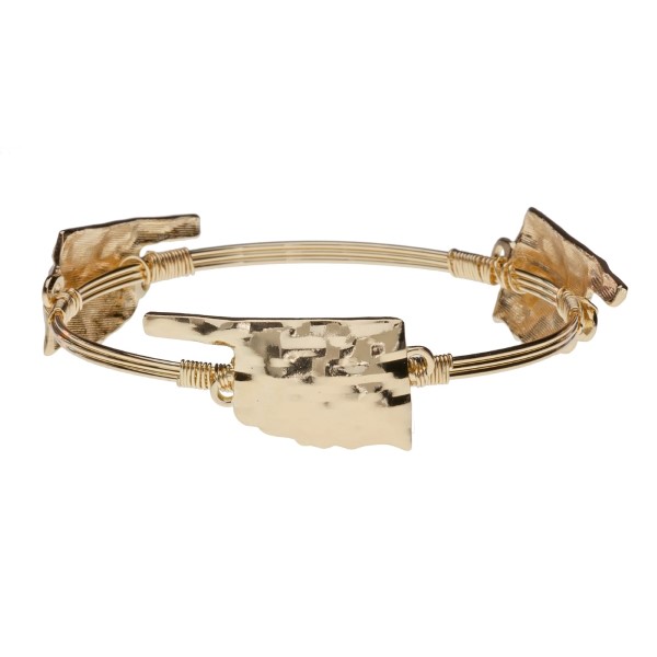 Wholesale gold Oklahoma wire wrapped bangle bracelet Made zinc alloy Nickel lead