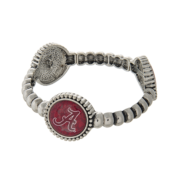 Wholesale officially licensed silver University Alabama stretch bracelet three s