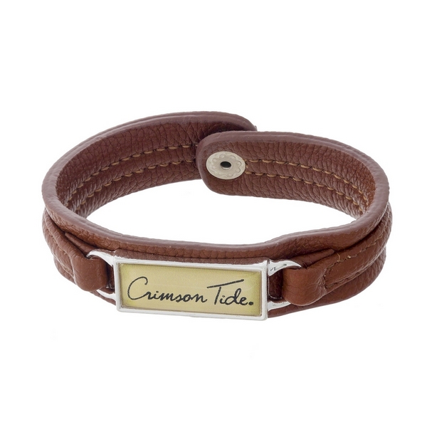 Wholesale officially licensed University Alabama brown faux leather snap bracele