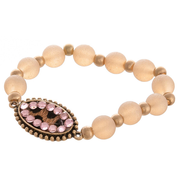 Wholesale very cute beaded stretch bracelet includes animal printed pendant rhin