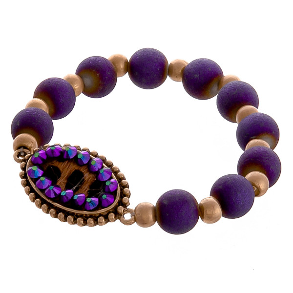 Wholesale very cute beaded stretch bracelet includes animal printed pendant rhin