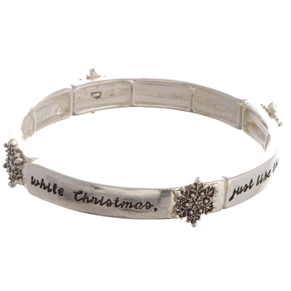 Wholesale silver bracelet snowflake detail I am dreaming white Christmas Just li