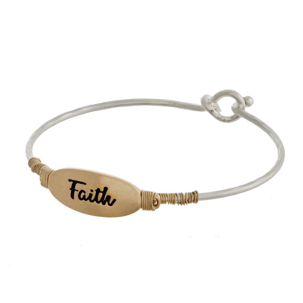 Wholesale two bangle bracelet wire wrapped oval engraved Faith diameter Fits up