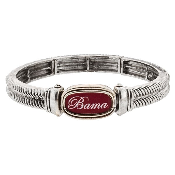 Wholesale officially licensed University ALabama silver stretch bracelet Bama sc