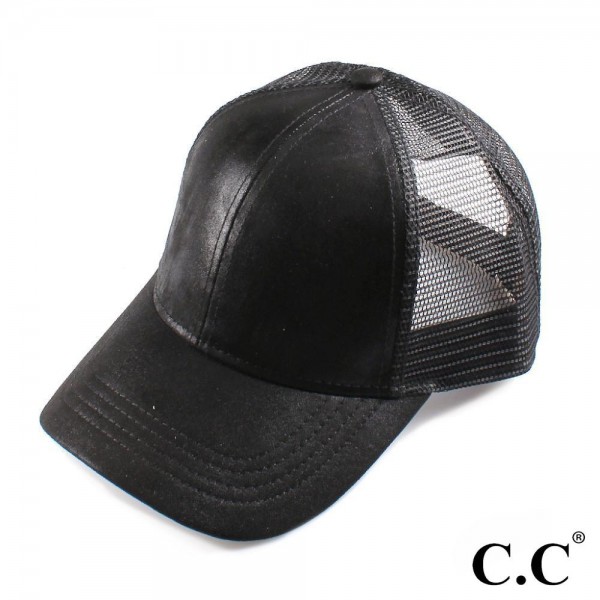 Wholesale c C Brand BA shimmering metallic faux leather baseball cap mesh back A