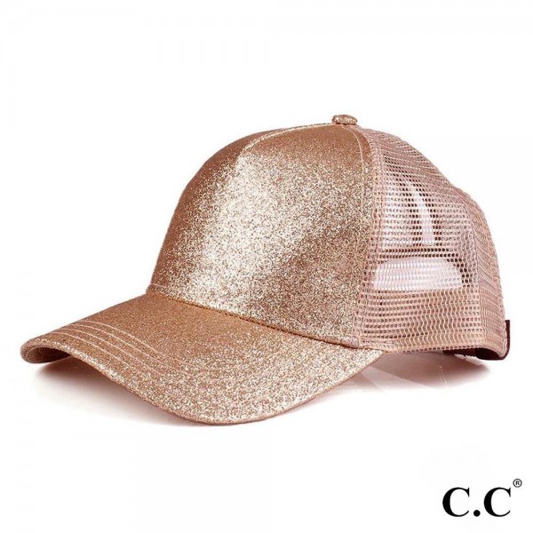 Wholesale cC Pony Cap BT C C glitter ponytail baseball cap mesh back Adjustable