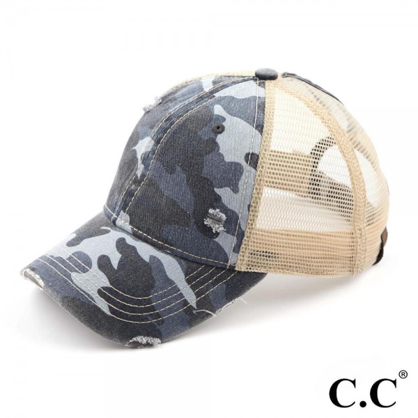 Wholesale c C BT Camo distressed vintage pony trucker cap mesh back Cotton Polye