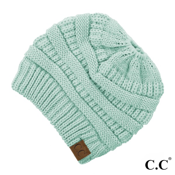 Wholesale c C MB Solid color beanie tail hat Original messy bun beanie Acrylic O