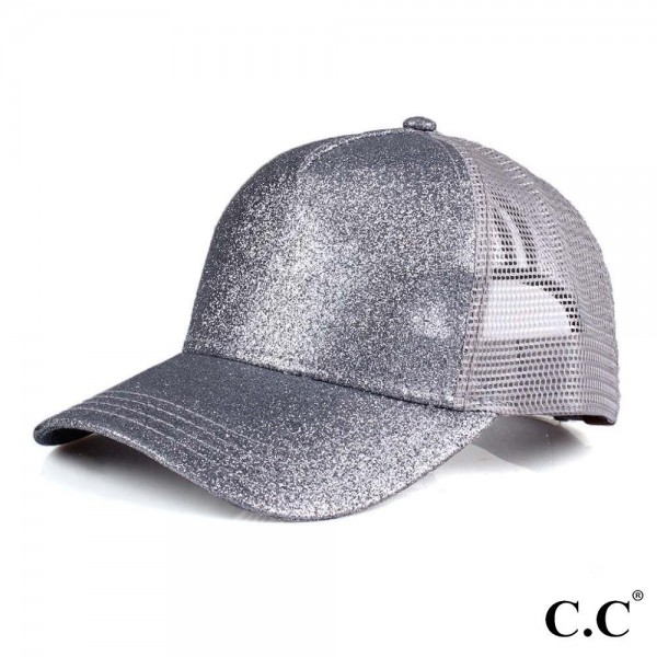 Wholesale cC Pony Cap BT C C glitter ponytail baseball cap mesh back Adjustable