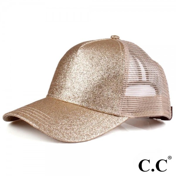 Wholesale cC Pony Cap BT C C glitter ponytail baseball cap mesh back Adjustable